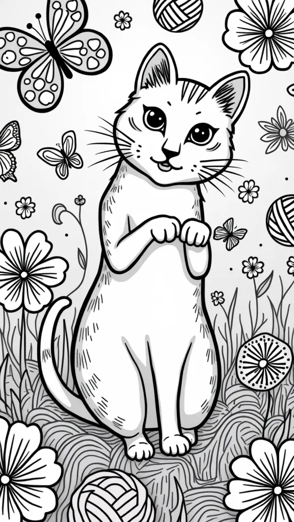 Page de livre de coloriage de chat